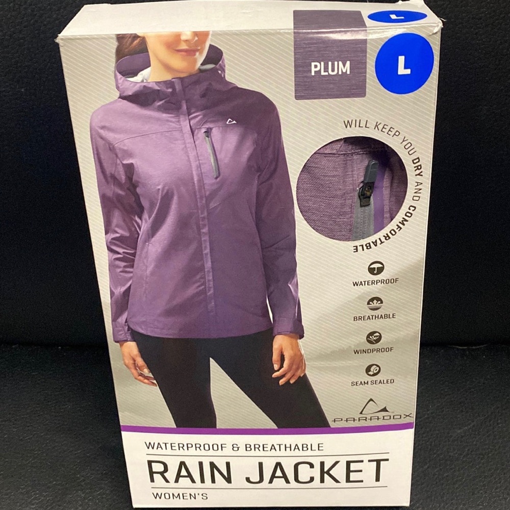 Large Plum PARADOX RAIN JACKET WATERPROOF & BREATHABLE NEW IN BOX.